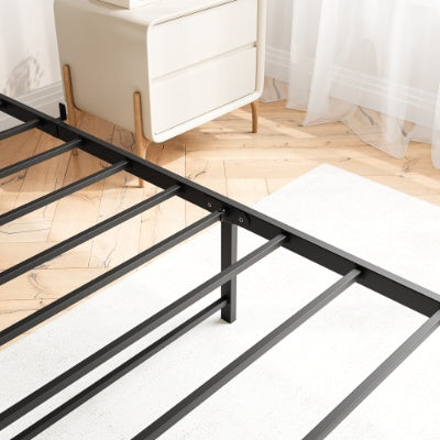 Queen Bed Frame With Storage Headboard, Metal Platform Bed With Charging Station, Bookcase Storage, No Box Spring Needed, Easy Assembly, Noise-Free, Black