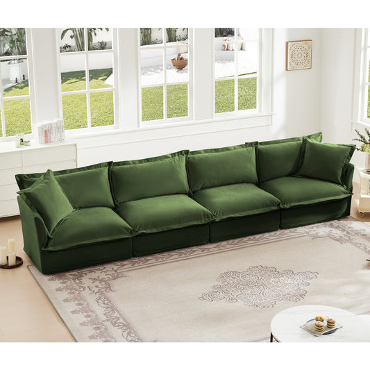 Slipcovered Long Sofa - 4 Seater with Removable Cover