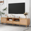 Rattan TV Stand For TVs Up To 85'', Modern Farmhouse Media Console Center