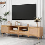 Rattan TV Stand For TVs Up To 85'', Modern Farmhouse Media Console Center