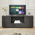 64 Inch Wavy TV Stand, Rounded Sideboard, Storage Cabinet  Wooden Vertical Stripe Cabinet For Living Room Bedroom Entryway Black,64W X 15D X 24H.