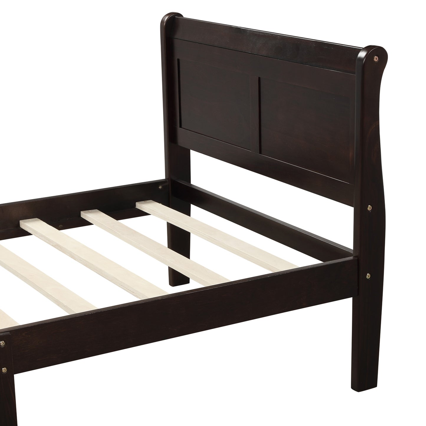 Wood Platform Twin Bed Frame With Headboard, Footboard & Wood Slat Support