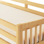 A-B Combination For Sale, Please Do Not Buy Separately--Loft Bunk Bed Twin Over Twin, Solid Wood Frame With Slats, Bunk Beds With Ladder And Guardrail