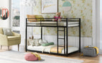 Twin Metal Low Bunk Bed With Ladder, Black - OLD