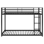 Twin Metal Low Bunk Bed With Ladder, Black - OLD