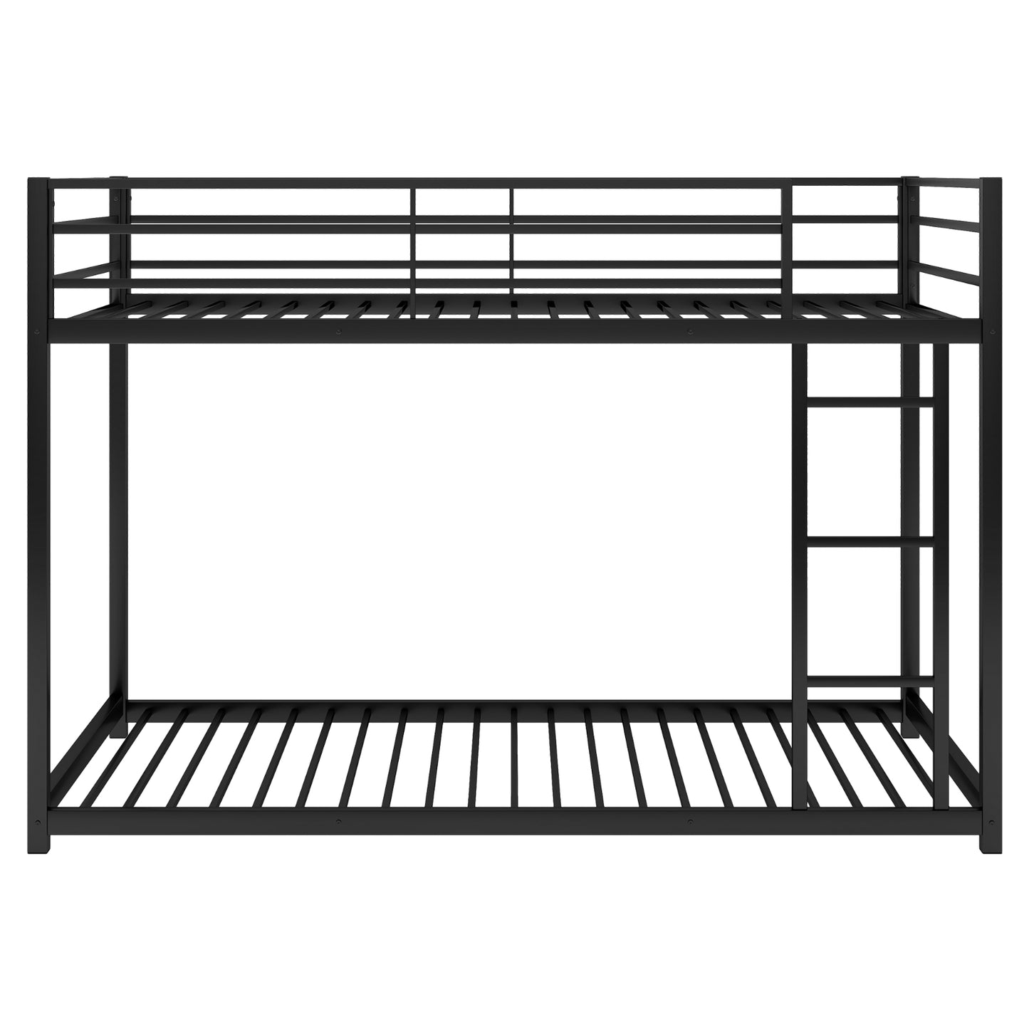 Twin Metal Low Bunk Bed With Ladder, Black - OLD