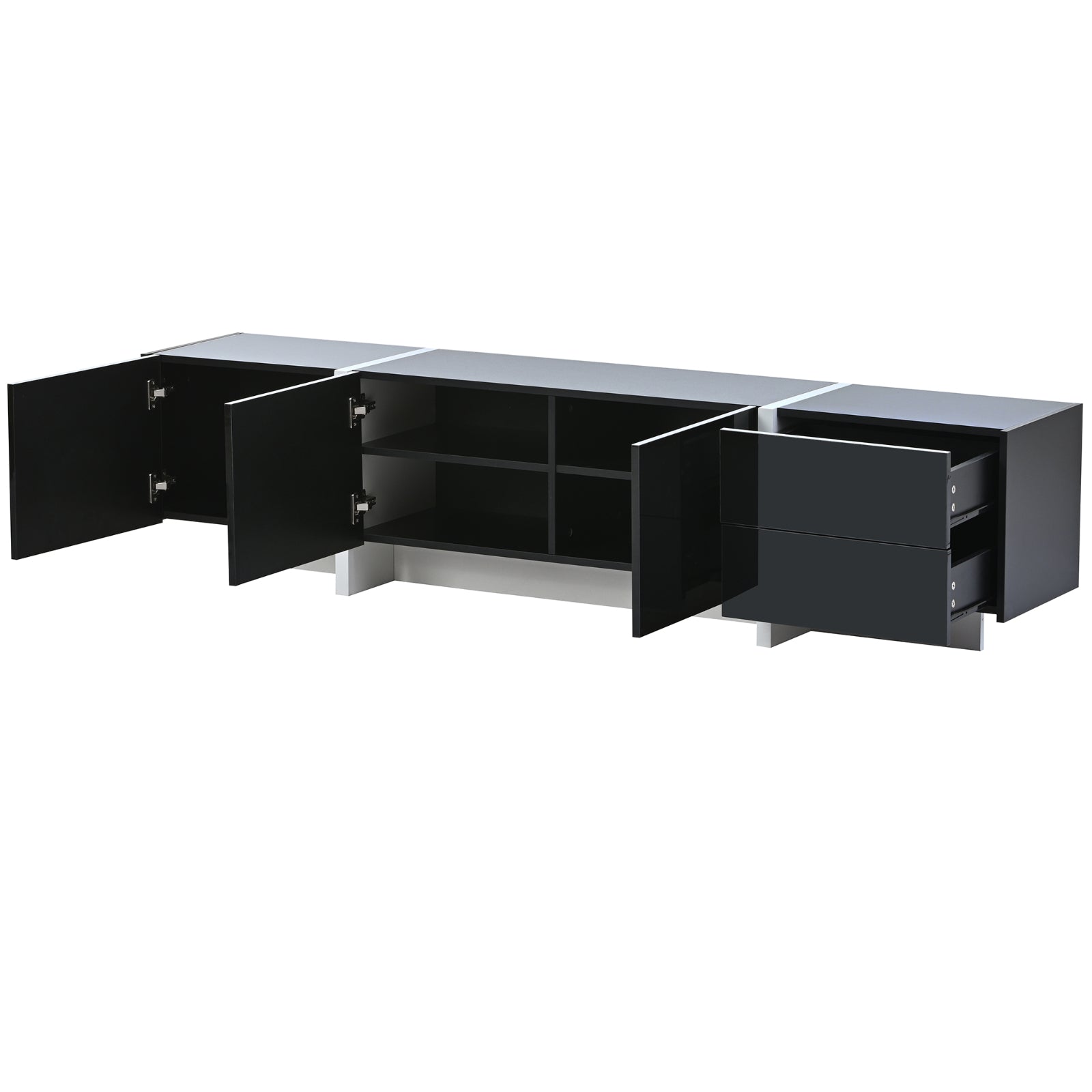 Contemporary White & Black TV Stand, Unique Style Console For TVs