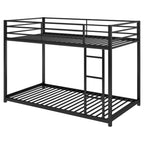 Twin Metal Low Bunk Bed With Ladder, Black - OLD
