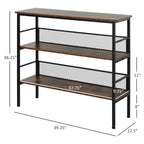 3-Tier Console Table Industrial Style Storage Shelf with a Robust Multi-Functional Design & Adjustable Feet
