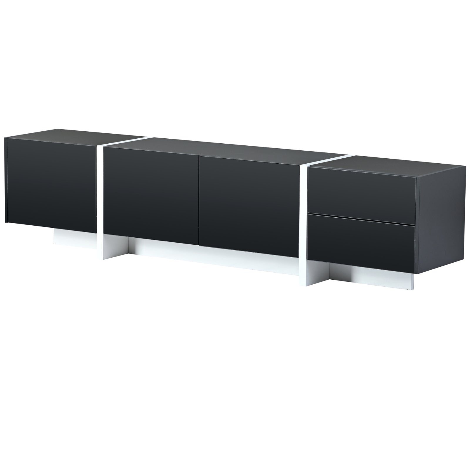 Contemporary White & Black TV Stand, Unique Style Console For TVs