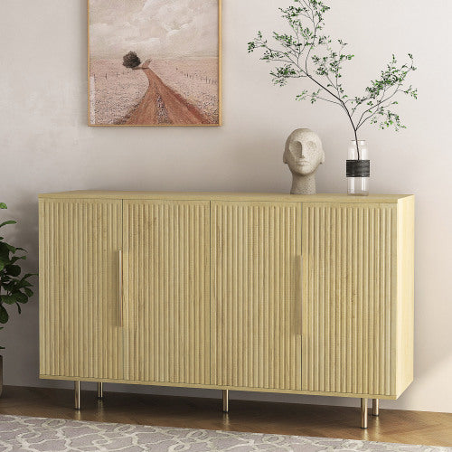 Wood Modern Buffet Cabinet With Storage, Fluted Sideboard Large Buffet With Adjustable Shelves, Credenza, Accent Cabinet Console Table