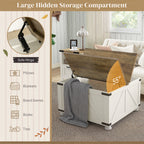 Farmhouse Coffee Table with Storage, Large Square Coffee Table for Living Room Furniture, Wooden Center Table