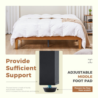 Solid Wood Bed Frame, Supported By Wooden Strips, Noise-free Design, No Need For Spring Box