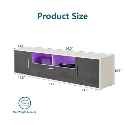FashionTV Stand,TV Cabinet,entertainment Center TV Station,TV Console,console With LED Light Belt, Light Belt Can Be Remote Control,with Cabinets,open Cells,for The Living Room,bedroom,white Dark Gray