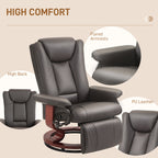 Modern RV Recliner Chair, PU Leather Swivel Recliner Armchair with Footrest for Living Room, Brown