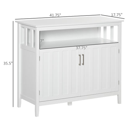 Sideboard Buffet Cabinet, Coffee Bar Cabinet with 2 Doors and Adjustable Shelves, Console Table for Kitchen Entryway Living Room, White