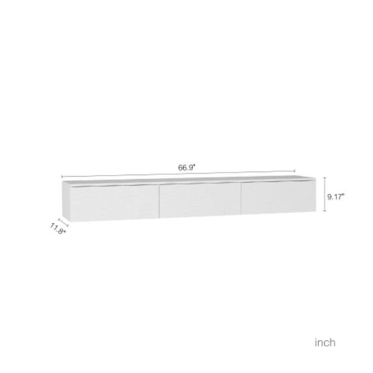 Floating TV Stand Wall Mounted With 16 Color LEDs,Modern TV Stand, Floating TV Cabinet Entertainment Center For 55 60 65 Inch TV,White