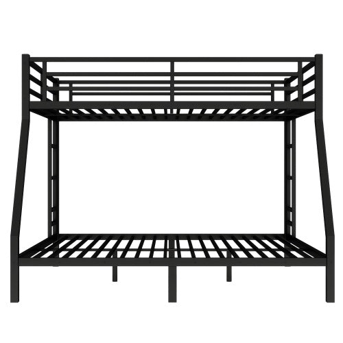 Metal Queen Over King Bunk Bed For Teens And Adults,Space-Saving Noise Reduced No Box Spring Needed, Black
