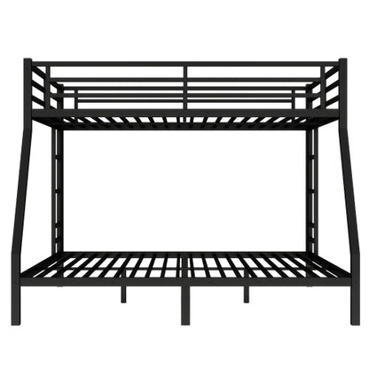 Metal Queen Over King Bunk Bed For Teens And Adults,Space-Saving Noise Reduced No Box Spring Needed, Black