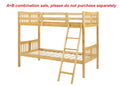 A-B Combination For Sale, Please Do Not Buy Separately--Loft Bunk Bed Twin Over Twin, Solid Wood Frame With Slats, Bunk Beds With Ladder And Guardrail