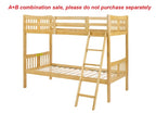 A-B Combination For Sale, Please Do Not Buy Separately--Loft Bunk Bed Twin Over Twin, Solid Wood Frame With Slats, Bunk Beds With Ladder And Guardrail