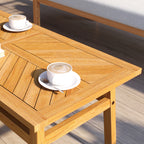 Outdoor Coffee Table, Acacia Wood Rustic Patio Table for Garden, Backyard, Balcony, Deck, Natural Wood