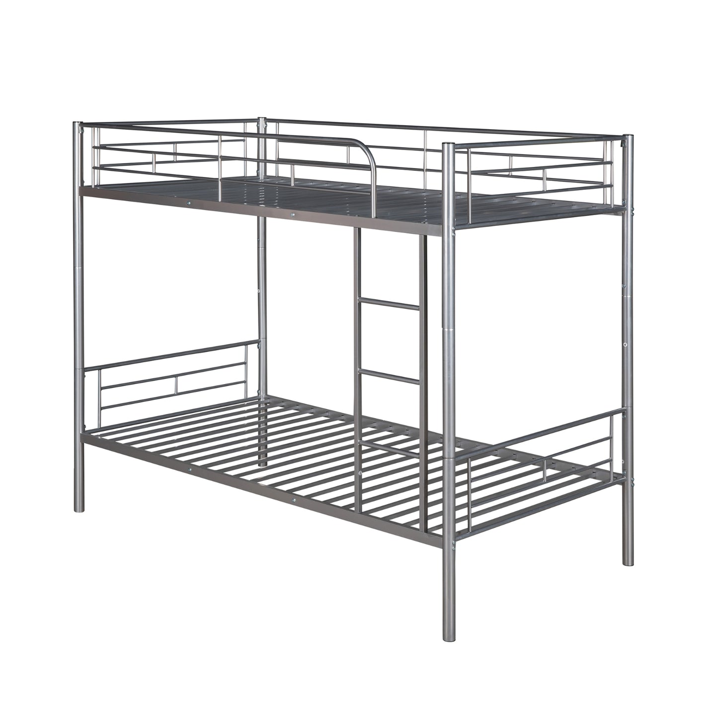Twin Over Twin Metal Bunk Bed  Silver