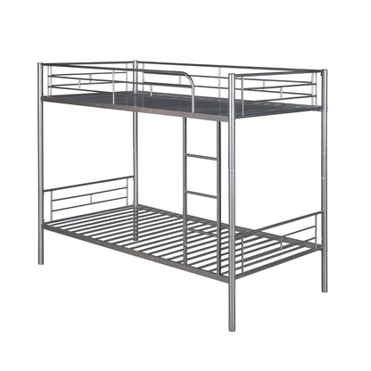 Twin Over Twin Metal Bunk Bed  Silver