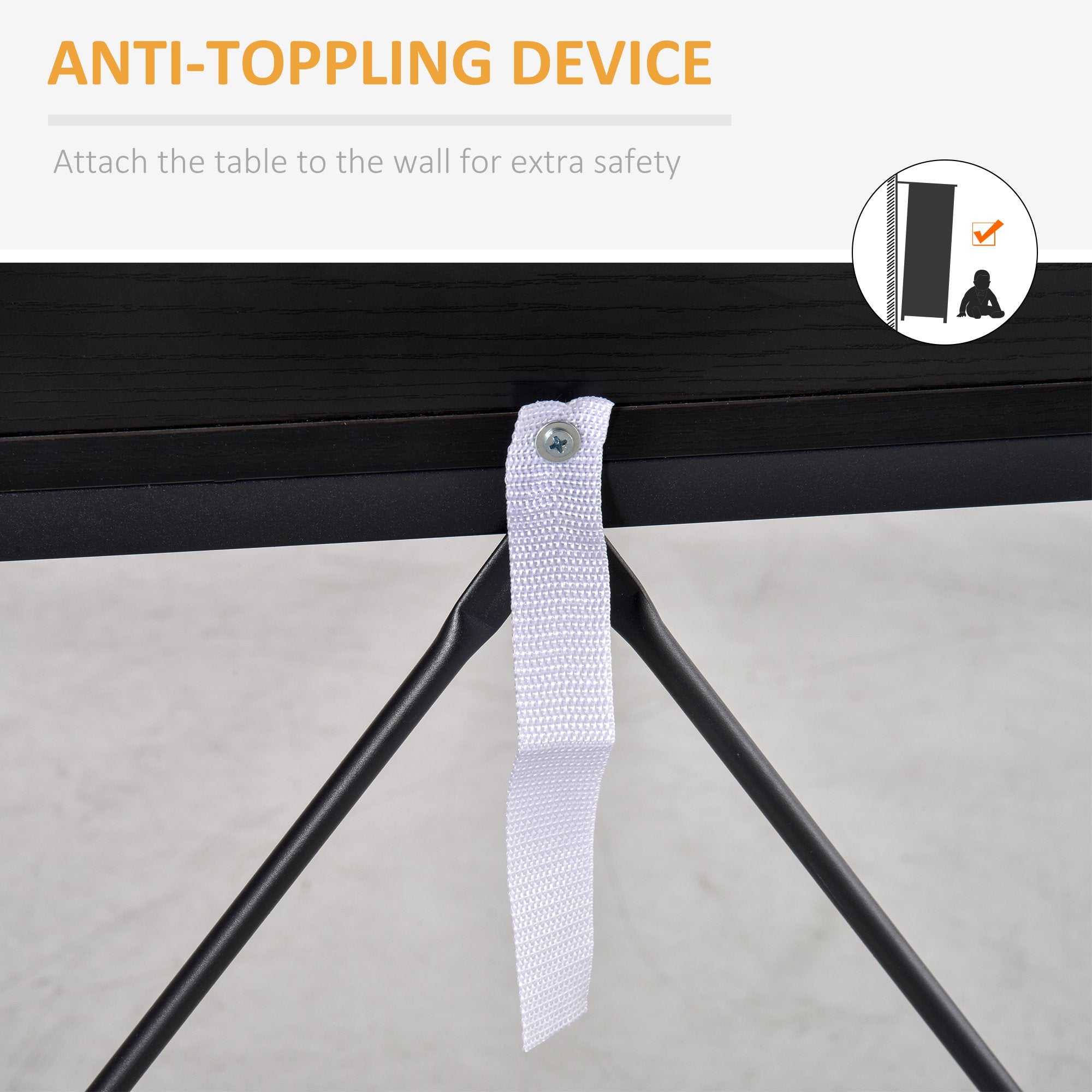 Console Table, Hallway Table with 2 Drawers,  Steel Frame Sofa Table for Entrance and Living Room, Black