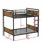 Double Bed Plus Double Bed Plus Metal Bunk Bed, Industrial Grade Detachable Bunk Bed With Safety Railing, Suitable For Teenagers, Black, Prohibited Platform Temu