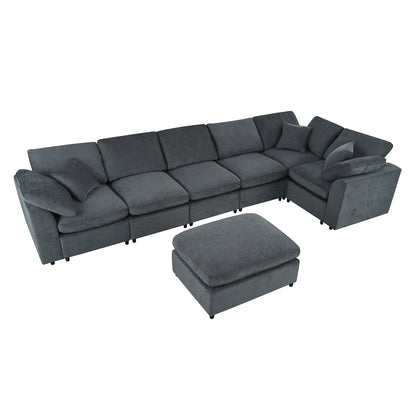 U_Style 120.8" Extra Large 7-Seater Modular Sectional Sofa