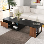 Extendable Coffee Table, Length Adjustable Wood Coffee Table With 2 Storage Drawers For Living Room, Large Long Rectangular Center Table