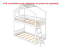 A-B Combination Sale, Please Do Not Buy Separately---Wood Twin Over Twin House Bunk Bed, Loft Bed With Ladder, Safety Guardrail, Wooden Slats & Window