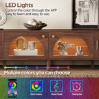 86 Inch TV Stand For TVs Up To 90, Entertainment Center With App Controlled LED Lights, 2 Drawers  Glass Door Storage, Modern Media Console For Living Room