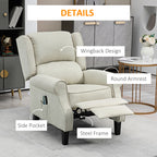 Vibrating Massage Recliner Chair with Heat, Wingback Push Back Reclining Chair for Living Room, Beige