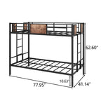 Twin Over Twin Size Metal Bunk Bed With Double Safety Guard Rails, Heavy Duty, Space-Saving Design, Steel Bed For School, Bedroom