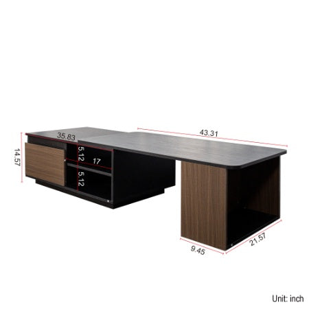 Extendable Coffee Table, Length Adjustable Wood Coffee Table With 2 Storage Drawers For Living Room, Large Long Rectangular Center Table