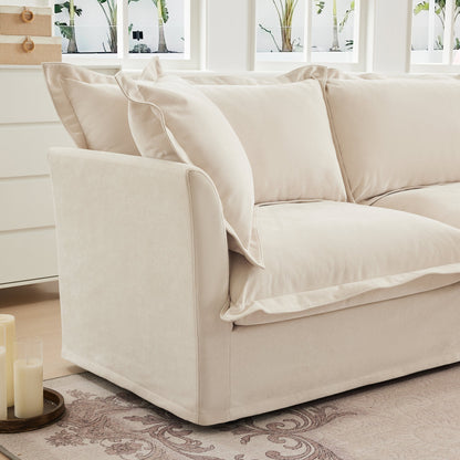 Slipcovered U Shape Sectional Wide and Deep Seat Sofa Couch