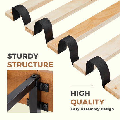Solid Wood Bed Frame, Supported By Wooden Strips, Noise-free Design, No Need For Spring Box