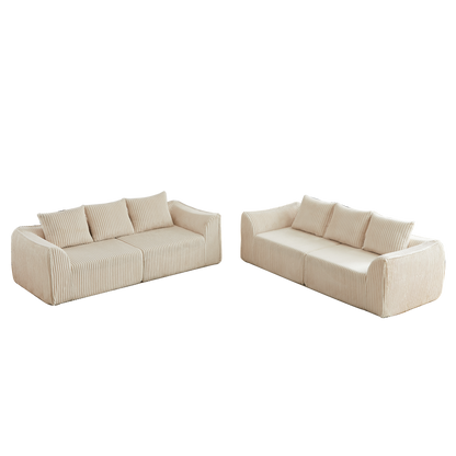 Minimalist 3+3 Seater Corduroy Sofa Set