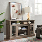 Classic TV Media Stand Modern Entertainment Console For TV Up To 65 With Open And Closed Storage Space, Gray Wash