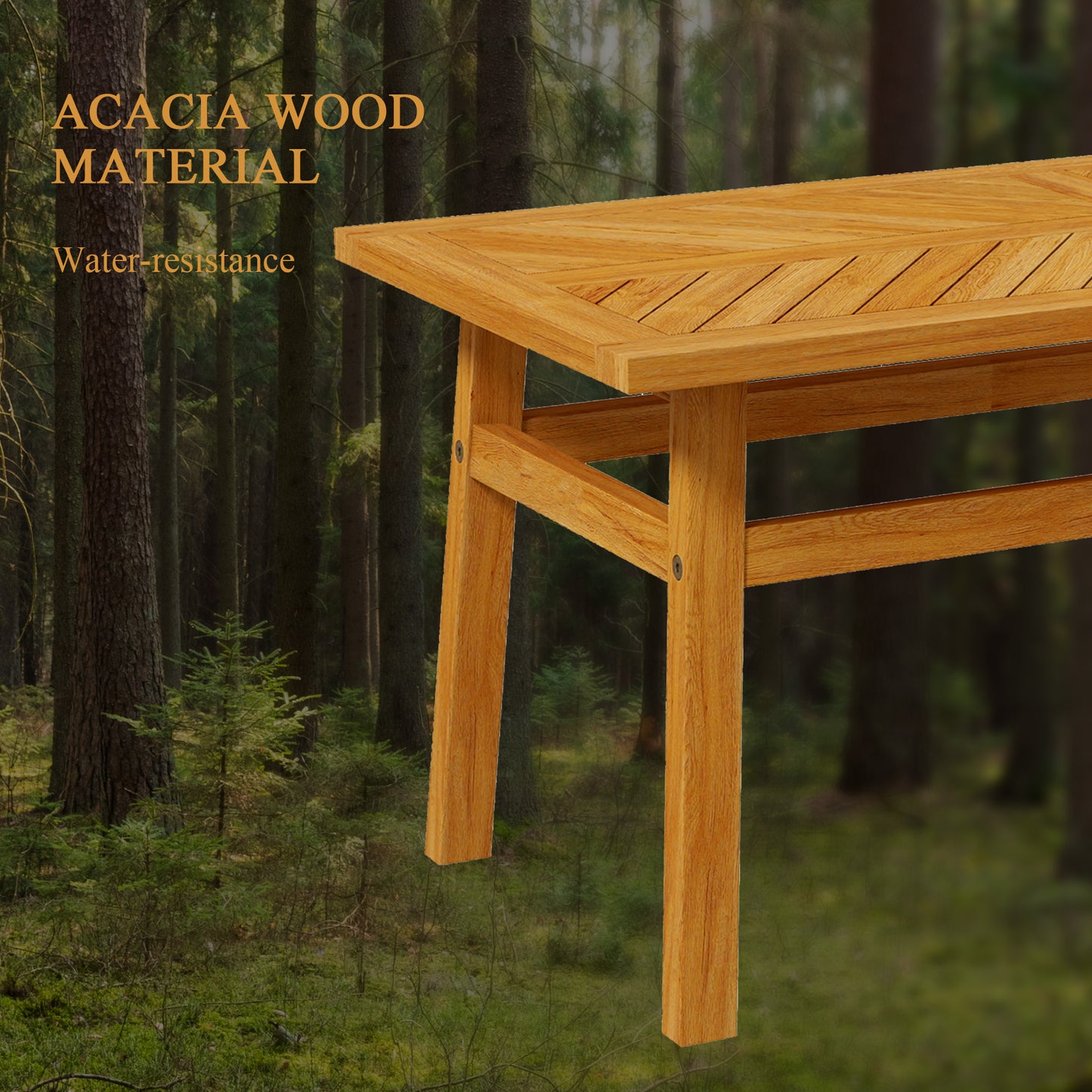 Outdoor Coffee Table, Acacia Wood Rustic Patio Table for Garden, Backyard, Balcony, Deck, Natural Wood