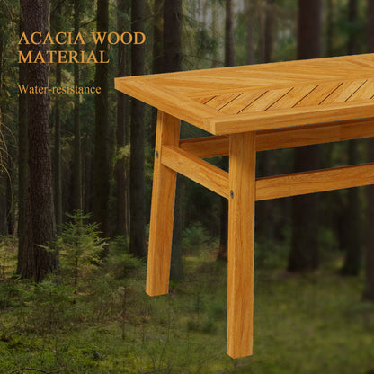 Outdoor Coffee Table, Acacia Wood Rustic Patio Table for Garden, Backyard, Balcony, Deck, Natural Wood