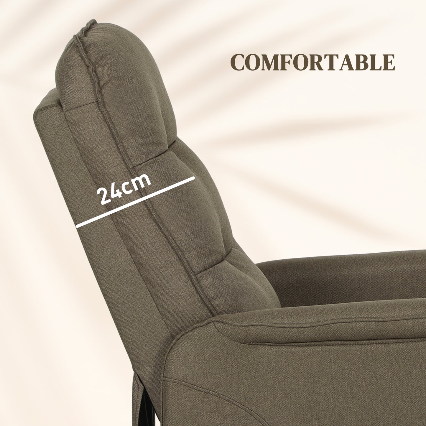 Power Lift Chair for Elderly, Fabric Recliner Sofa with Remote Control, Side Pockets, Quick Assembly, Brown