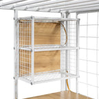 Full Size Metal Loft Bed With Built-in Work Station, Wardrobe, Storage Staircase And LED, White