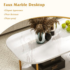 Modern 2-tier Faux Marble Top Coffee Table