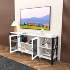 TV Stands For Living Room, Industrial TV Stand For Bedroom Furniture, Farmhouse TV Stand 80 Inch Television Stand , Modern Horizontal Wood And Metal Open Bookshelf