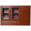 Kitchen Buffet Table Cabinet Storage Sideboard Server Console with Framed Acrylic Doors and Tabletop, Brown
