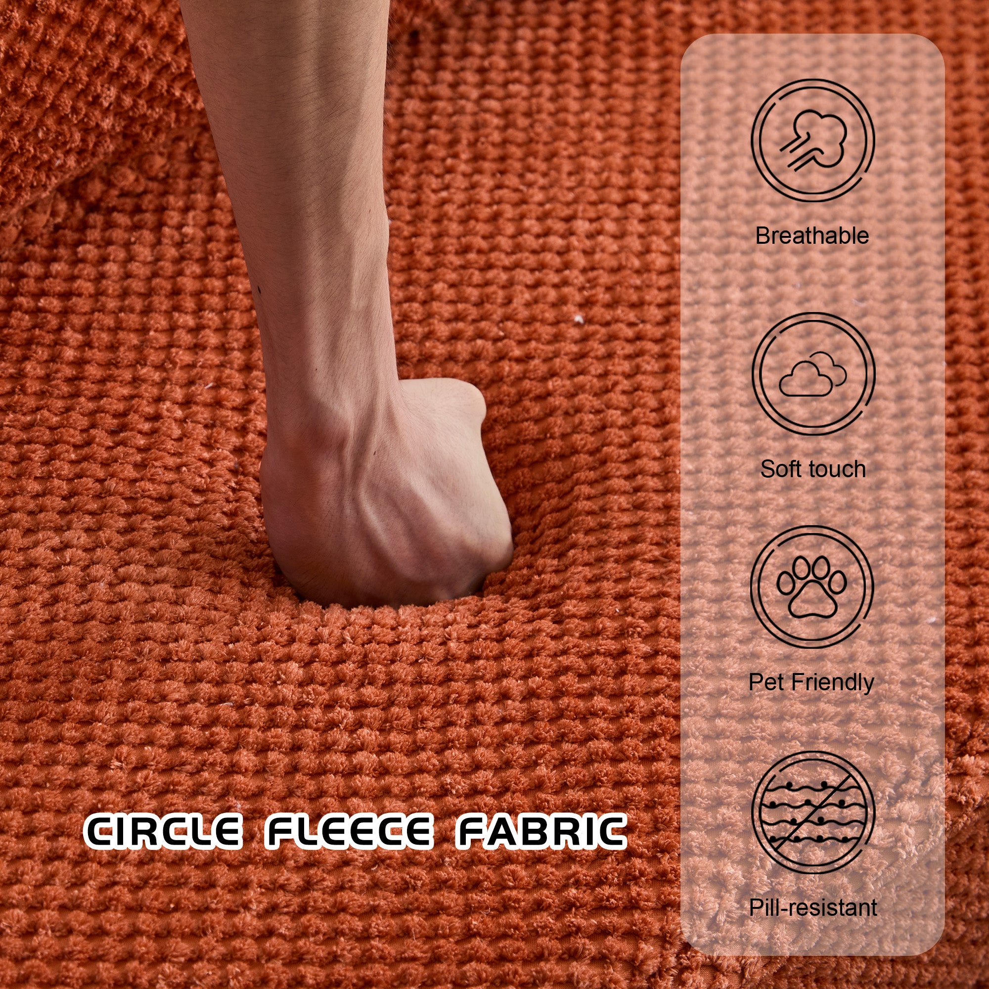 Compression Mahjong Sofa,Convertible Floor Sofa Bed,DIY Boneless Modular Sectional Sofa,No Assembly Required,Circle Fleece Fabric,Oversized 4 Seater With 1 Ottoman,Orange