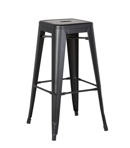 Set of Two 30" Black Iron Backless Bar Height Bar Chairs